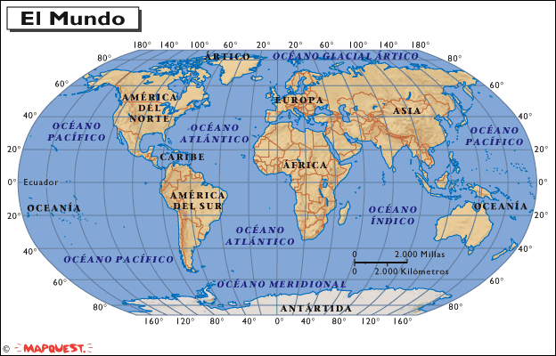 physical map of the world