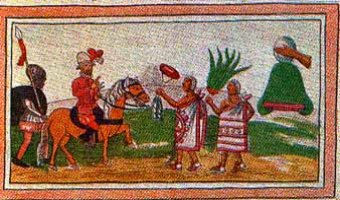 Encuentro entre Espaoles y Aztecas