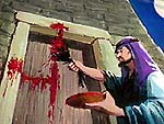 Doors marked with blood. Copyrighted.