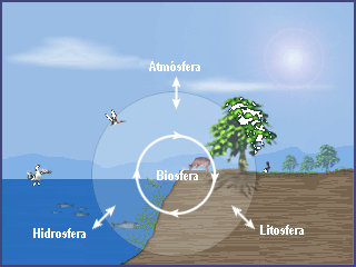 La Biosfera est en equiibrio con la Tierra slida y la Tierra fluida. Adaptada de www.ucar.edu