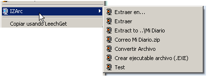 IZArc - Menú contextual IZArc