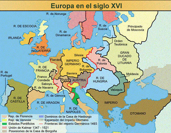 Resultado de imagen de Mapa de Europa S XVI